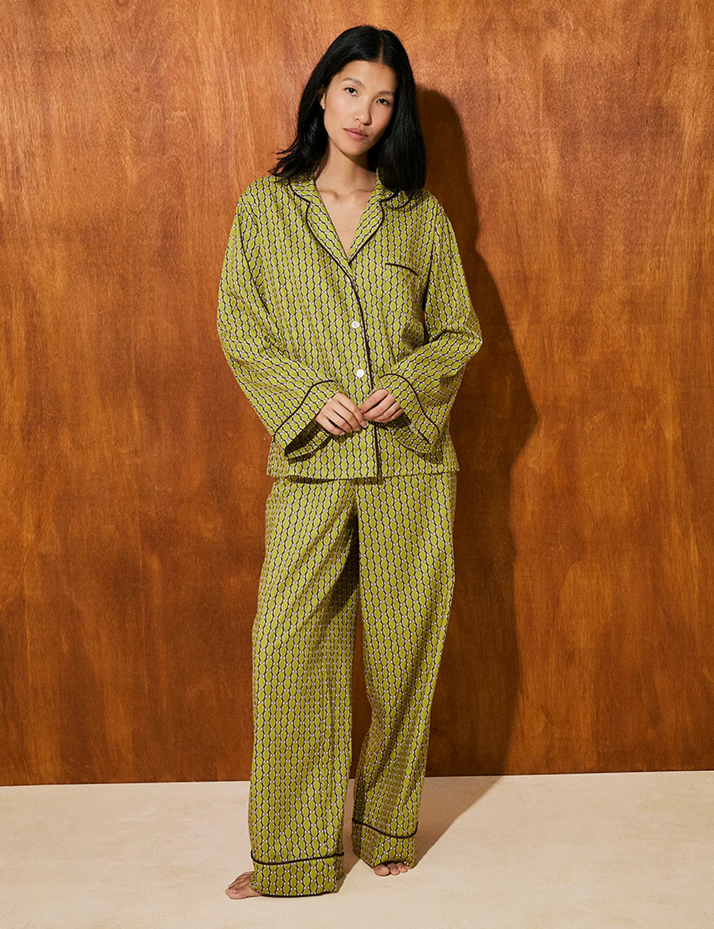 Boyfriend Vera PJ Set Olive Tile