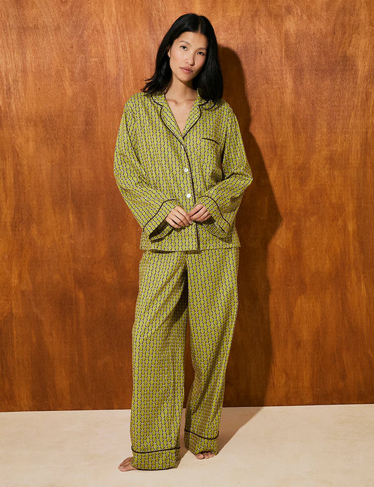 Boyfriend Vera PJ Set Olive Tile